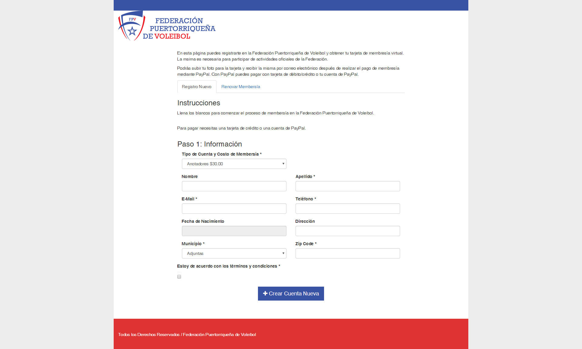 Federación Puertorriqueña de Voleibol Member Register